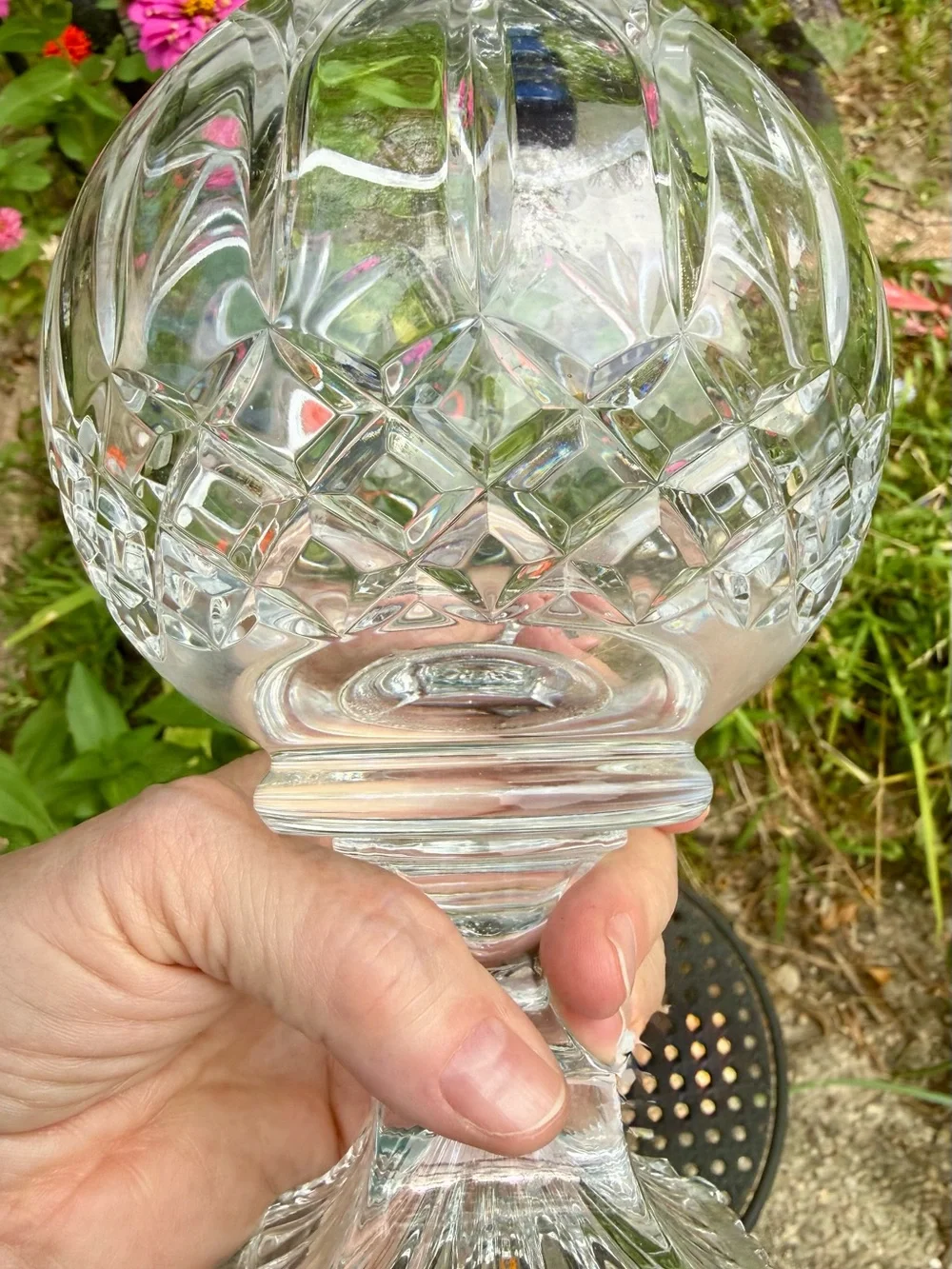 Vintage 24% Lead Crystal Rose Bowl Vase with Pedestal “Astor” Pattern - EUC